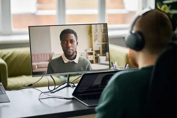 Man attending online mediation Hayle MIAMS session